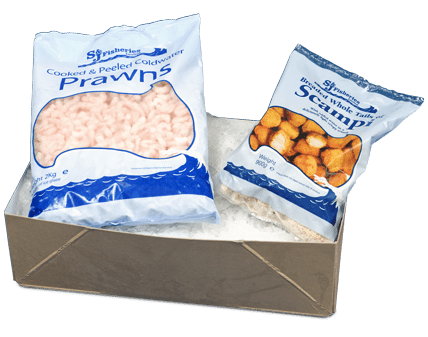 S & J Fisheries Bags of Frozen Prawns & Scampi